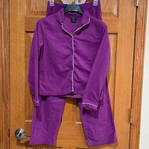 2 Pc. FADED GLORY Girl's XL 14-16 Purple Fleece Warm Pajamas PJs Sleepwear